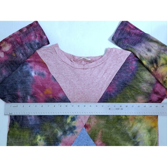 Haptics by Holly Harper Top Shirt Size 1X Tiedye Colorblock Rainbow Multicolor - Picture 6 of 8